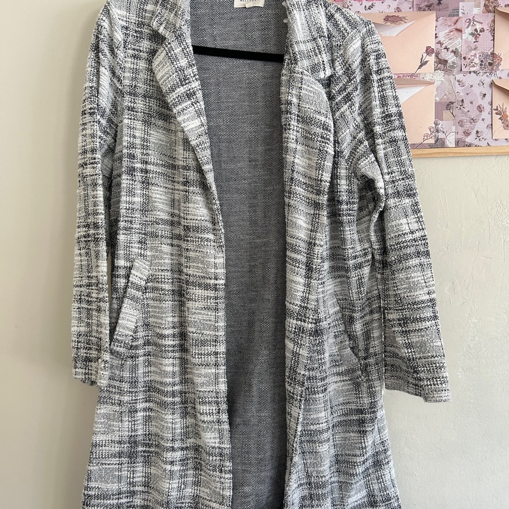 Women's Gray Plaid Sweater Coat